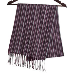 Cejon Purple Striped Acrylic Fringe Scarf Made in Italy